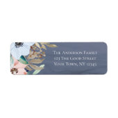 Dusty Blue Dusty Roos Waterverf Floral Etiket (Voorkant)