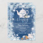 Dusty Blue Een Baby brouwt Baby shower kerst Kaart (Voorkant / Achterkant)