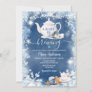 Dusty Blue Een Baby brouwt Baby shower kerst Kaart