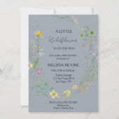 Dusty Blue Een beetje Wildflower Baby shower Kaart (Voorkant)