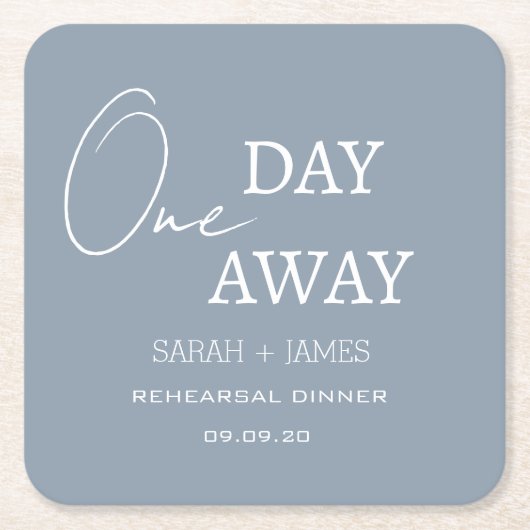 Dusty Blue een dag weg repetitie diner bruiloft Kartonnen Onderzetters (Voorkant)