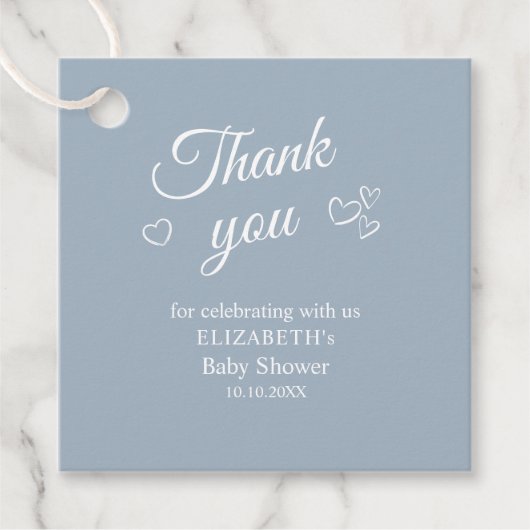 Dusty Blue Eenvoudig Baby shower Bedankt Favoriet  Bedankjes Labels (Voorkant)