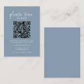 Dusty Blue Eenvoudig Minimalistisch QR Code Bruilo Informatiekaartje (Voorkant / Achterkant)
