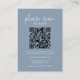 Dusty Blue Eenvoudig Minimalistisch QR Code Bruilo Informatiekaartje