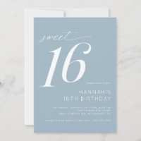 Dusty Blue | Eenvoudig Modern Sweet 16 Verjaardags