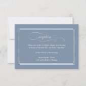 Dusty Blue Eenvoudige Elegante Bruiloft Receptie K RSVP Kaartje (Voorkant)
