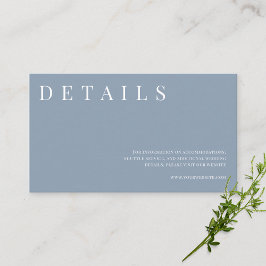 Dusty Blue Eenvoudige Formele Bruiloft Details Informatiekaartje