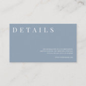 Dusty Blue Eenvoudige Formele Bruiloft Details Informatiekaartje (Voorkant)
