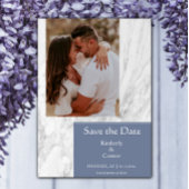 Dusty Blue Eenvoudige gemarmerde foto Save The Date