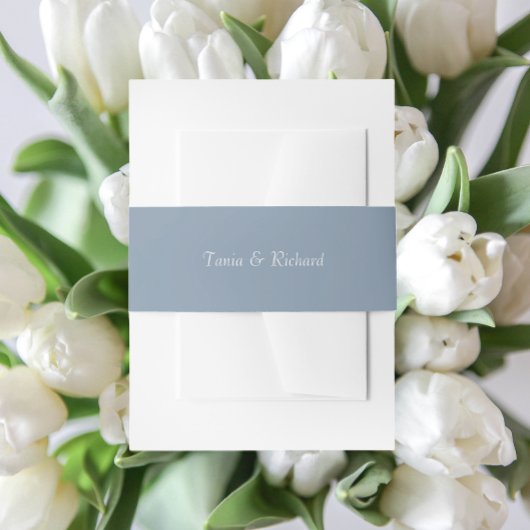 Dusty Blue Eenvoudige Gestileerde Naam Wedding Uitnodigingen Wikkel