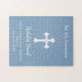 Dusty Blue Eerste Communie met Cross Legpuzzel (Horizontaal)