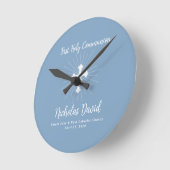 Dusty Blue Eerste Communie met Cross Ronde Klok (Hoek)