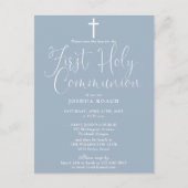 Dusty Blue Eerste Heilige Communie Bewaar de datum Briefkaart (Voorkant)