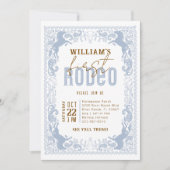 Dusty Blue eerste Rodeo verjaardagsuitnodiging – W Kaart (Voorkant)