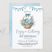 Dusty Blue Eggciting Birthday Kaart (Voorkant / Achterkant)