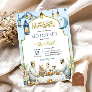 Dusty Blue Eid Ramadan Iftar Diner Islam Familie Kaart