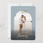 Dusty Blue, eindelijk getrouwd en venster foto Save The Date (Voorkant)