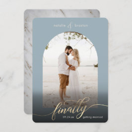 Dusty Blue, eindelijk getrouwd en venster foto Save The Date