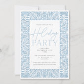 Dusty Blue Elegant Arts Crafts Style Holiday Party Kaart (Voorkant)