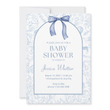 Dusty Blue Elegant Bloemen Baby shower