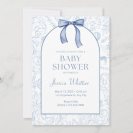 Dusty Blue Elegant Bloemen Baby shower Kaart