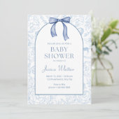 Dusty Blue Elegant Bloemen Baby shower Kaart (Staand voorkant)