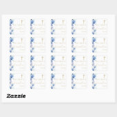 Dusty Blue Elegant Bloemen Bevestiging Vierkante Sticker (Vel)