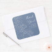 Dusty Blue Elegant Bloemen Bruiloft Dank u Vierkante Sticker (Envelop)