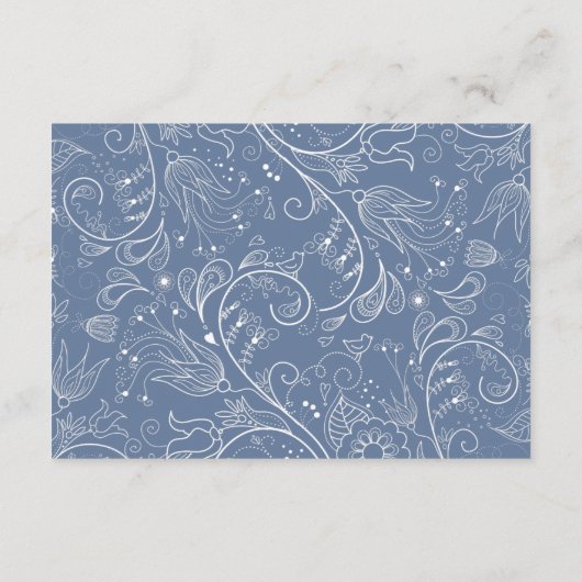 Dusty Blue Elegant Bloemen Bruiloft Huwelijksreis Informatiekaartje (Achterkant)