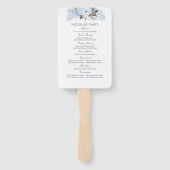 Dusty Blue Elegant Bloemen Trouwprogramma Handwaaier (Achterkant)