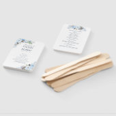 Dusty Blue Elegant Bloemen Trouwprogramma Handwaaier (Niet-gemonteerd)