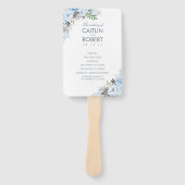 Dusty Blue Elegant Bloemen Trouwprogramma Handwaaier (Voorkant)