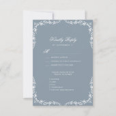 Dusty Blue Elegant  Bloemenbruiloft RSVP Kaartje (Voorkant)