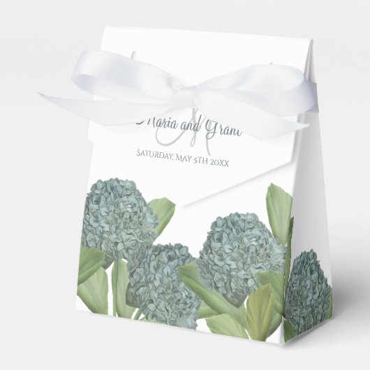 Dusty Blue Elegant Blue Floral Custom Wedding Bedankdoosjes (Voorkant Zijde)