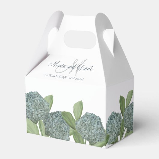 Dusty Blue Elegant Blue Floral Custom Wedding Bedankdoosjes (Achterkant)