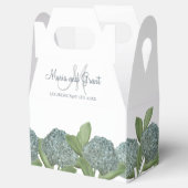 Dusty Blue Elegant Blue Floral Custom Wedding Bedankdoosjes (Geopend)