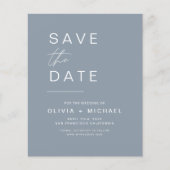 Dusty Blue Elegant Boho Save the Date Minimalist (Voorkant)