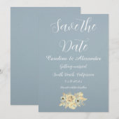 Dusty Blue Elegant Boho Simple Fancy Wedding Save The Date (Voorkant / Achterkant)