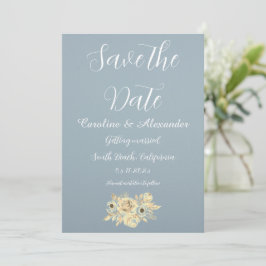 Dusty Blue Elegant Boho Simple Fancy Wedding Save The Date