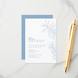 Dusty Blue Elegant Botanical Leaves Details Informatiekaartje