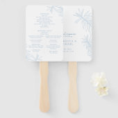 Dusty Blue Elegant Botanical Order of Service Handwaaier (Voorkant en achterkant)