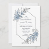 Dusty Blue Elegant Botanical Wedding Kaart (Voorkant)