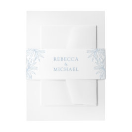 Dusty Blue Elegant Botanical Wedding Uitnodigingen Wikkel