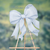 Dusty Blue Elegant Bow Vrijgezellenfeest Welkom Acryl Bord (Neutraal)