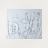 Dusty Blue Elegant Bow Vrijgezellenfeest Welkomstb Wandkleed (Voorkant (horizontaal))