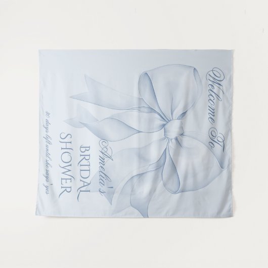 Dusty Blue Elegant Bow Vrijgezellenfeest Welkomstb Wandkleed (Voorkant (horizontaal))
