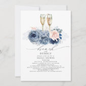 Dusty Blue Elegant Brunch en Bubble Vrijgezellenfe Kaart (Voorkant)