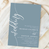 Dusty Blue Elegant Calligrafie Script bruiloft Kaart