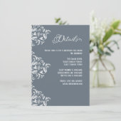 Dusty Blue Elegant Calligraphy Wedding Details Informatiekaartje (Staand voorkant)