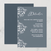 Dusty Blue Elegant Calligraphy Wedding Details Informatiekaartje (Voorkant / Achterkant)